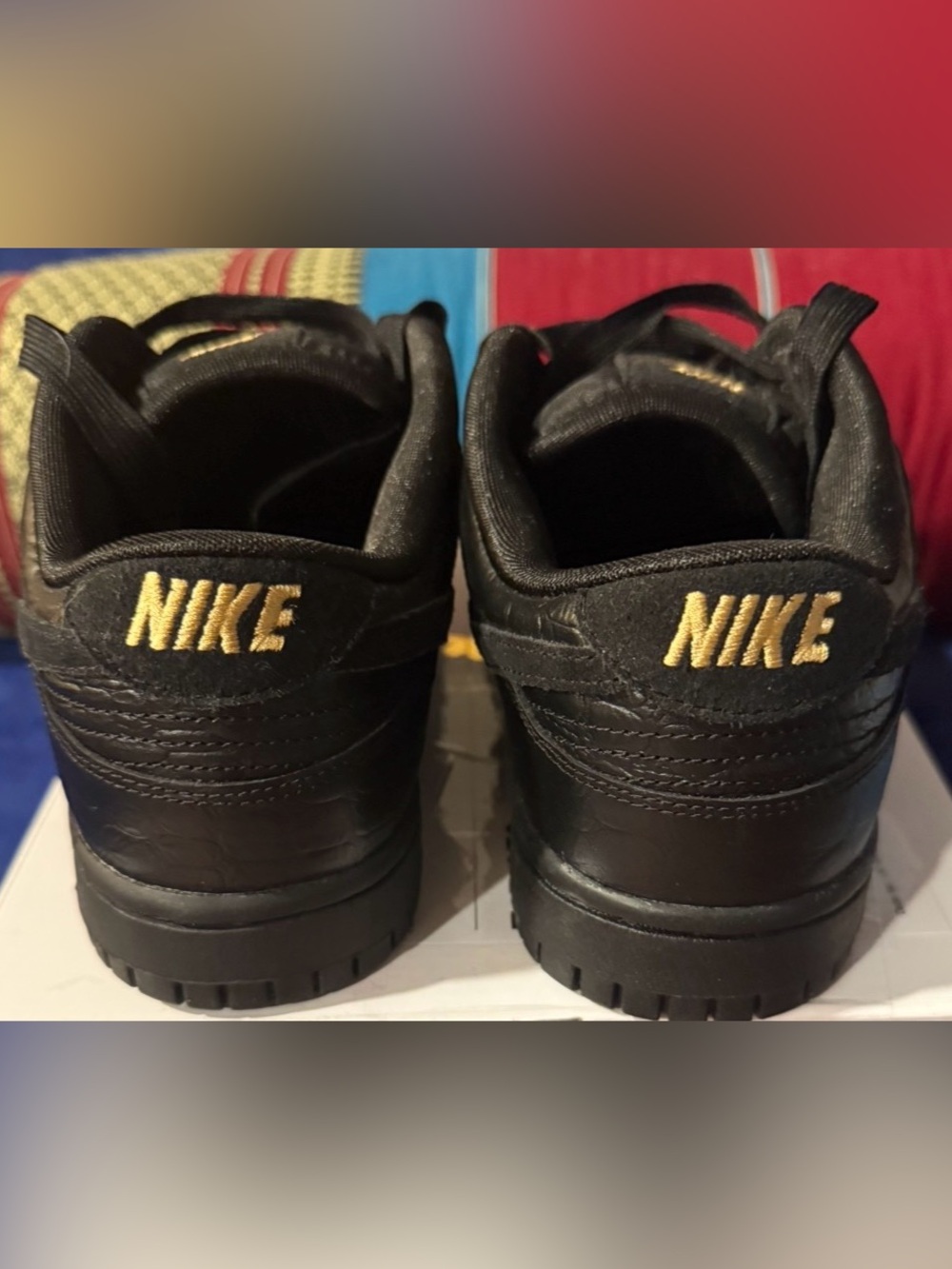 Nike Women's Dunk Low - Black Croc Leather Texture - Black - Picture 4 of 9